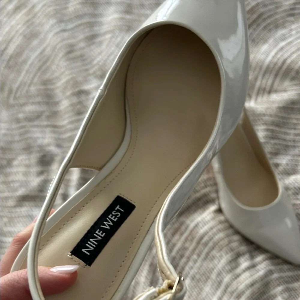 Only worn once! Nine West Cream Slingback Heels - Picture 4 of 7